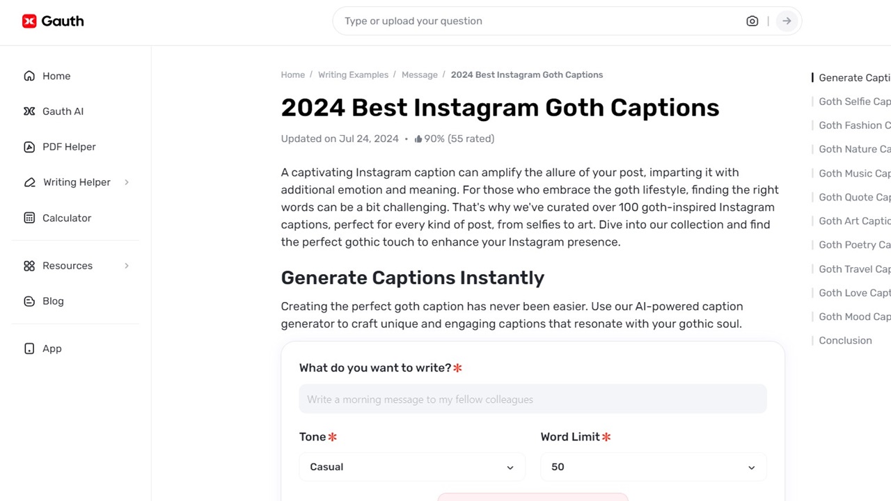 Creating Gothic Art Descriptions Made Easy with Gauth